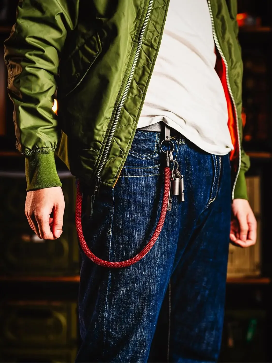 KeyUnity Titanium Carabiner Belt Clip Wallet Chain Braided Rope, Pants Chain Jeans Keychain Accessory for Men