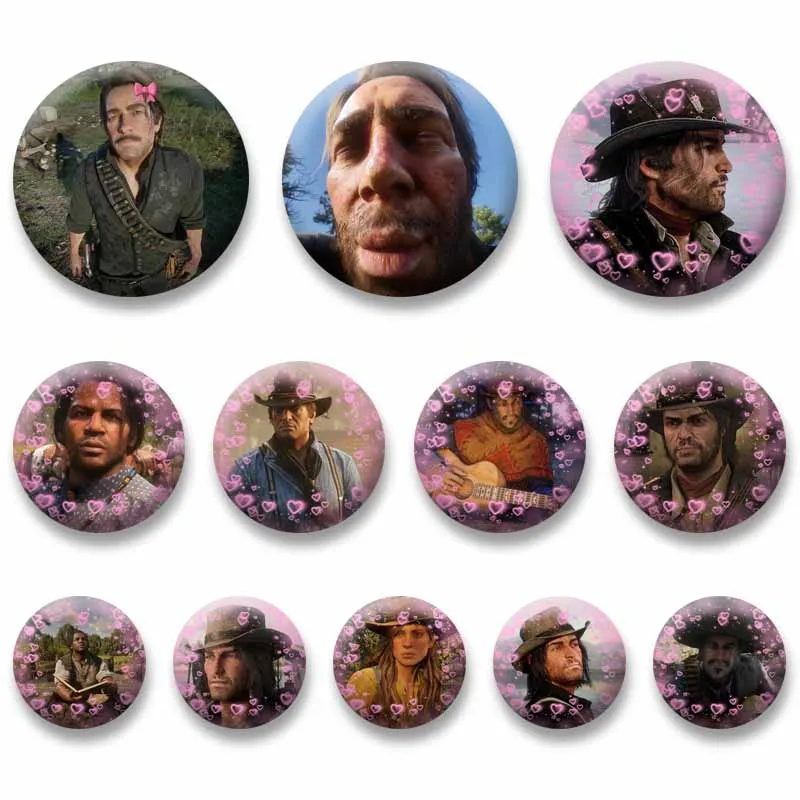 Funny Arthur Morgan John Marston Lapel Pins Badge Fashion Jewelry Brooch for Bag Cartoon Game Peripheral Badge Bag Accessories