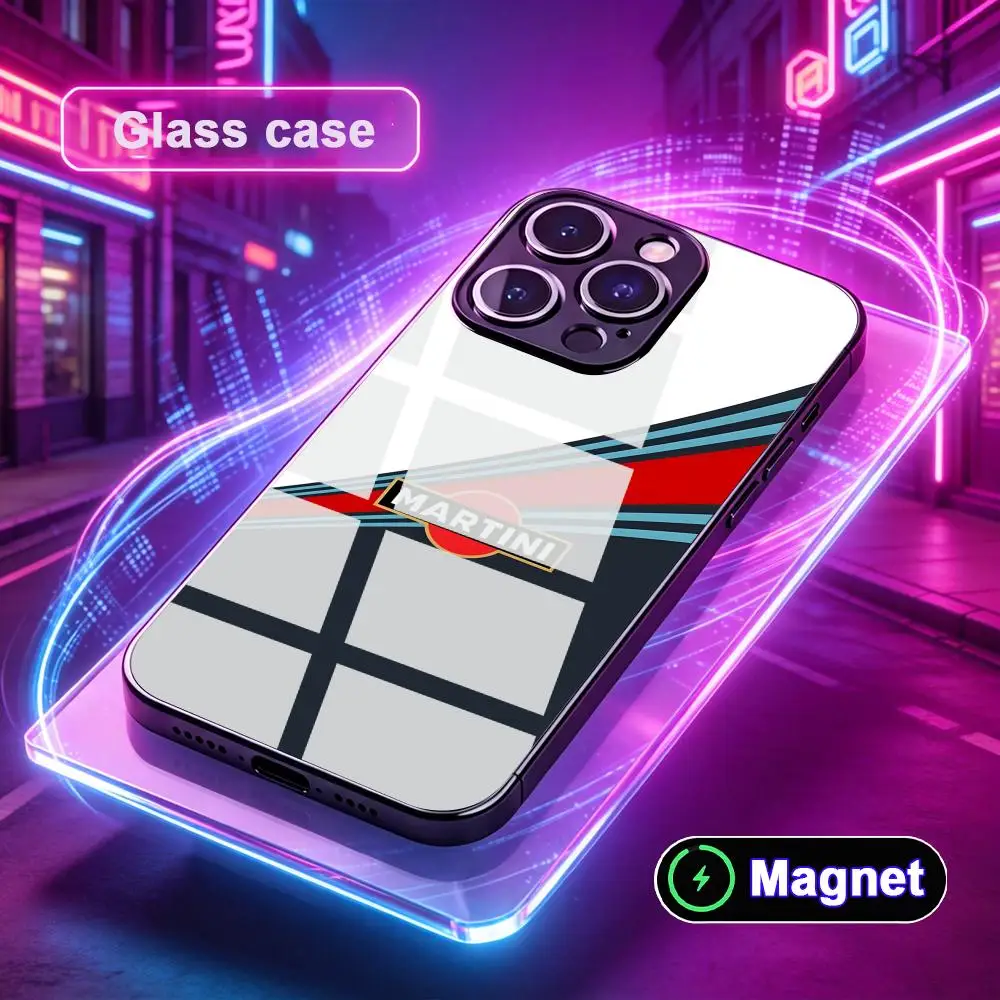 

Fashion M-Martinis Glass Magnet Mobile Phone Case for iPhone 17 16 15 14 13 12 11 Air Pro Max Plus Mini Colorful Cover