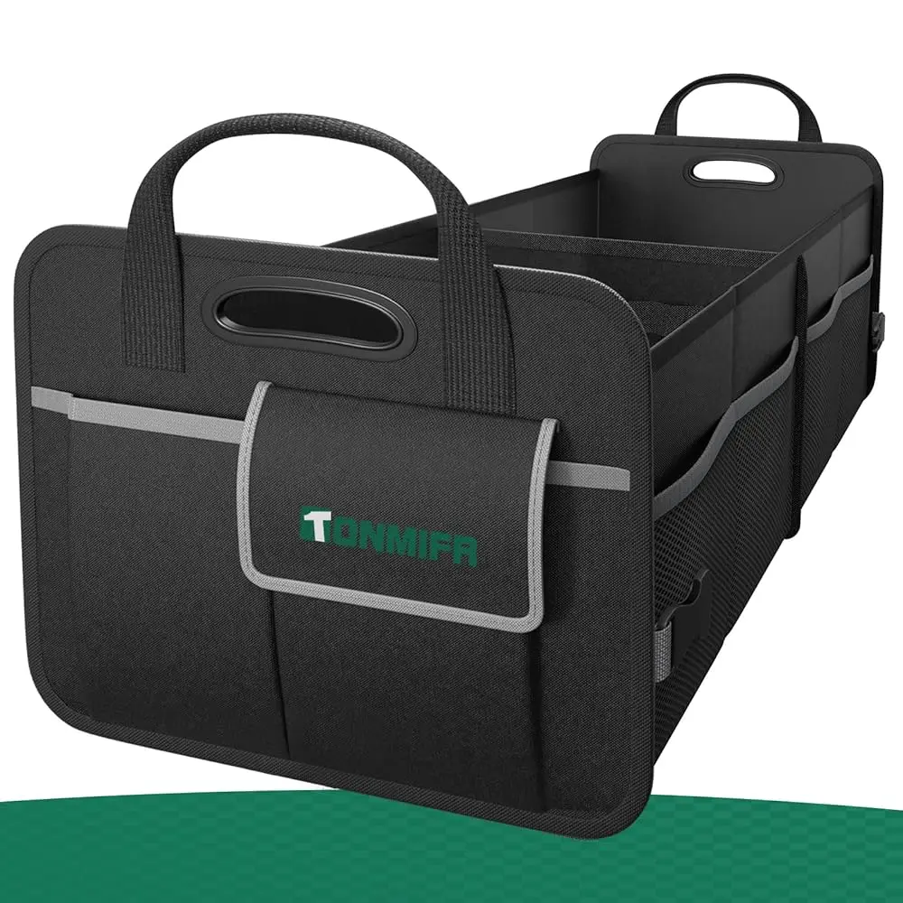 

2-Compartment Trunk Organizer & Multi-Compartment Storage Box 600D Waterproof Oxford, with Reflective Strips and 8 Side Mesh