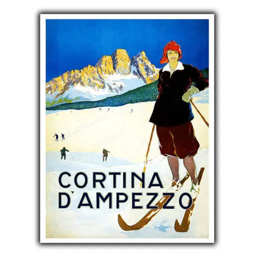 CORTINA DAMPEZZO METAL SIGN WALL PLAQUE Vintage Retro Travel Advert poster-Aluminum