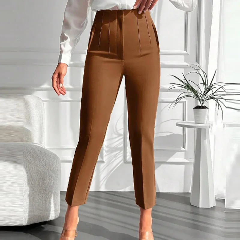 Ladies Pants Office Wear Black Pink White Pants for Women Fashion High waist Formal Pants Office outfits Pencil Trousers