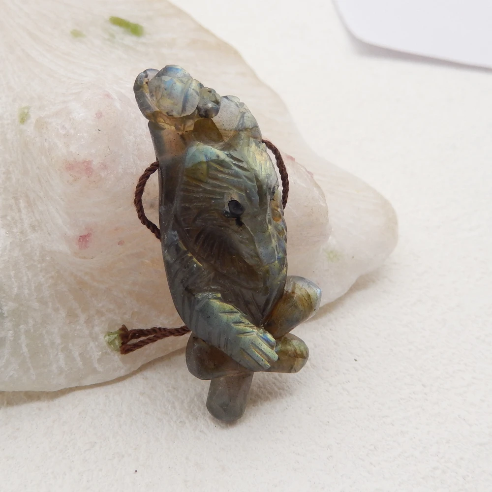 Natural  Labradorite Carved Animal Pendant Necklace Beads,Semiprecious DIY Fashion Jewelry Accessories