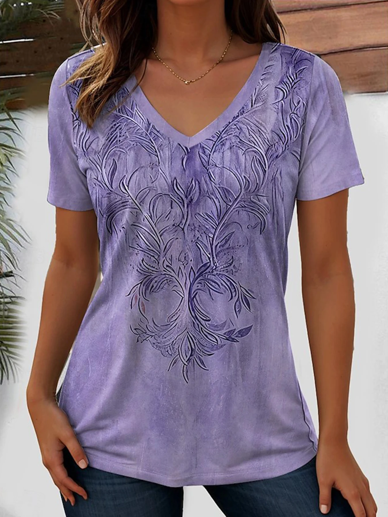 Women’s Tunic Tops Geometric Graphic Paisley T Shirt Casual Short Sleeve V Neck Summer Regular Tops Daily Going Out Beachwear
