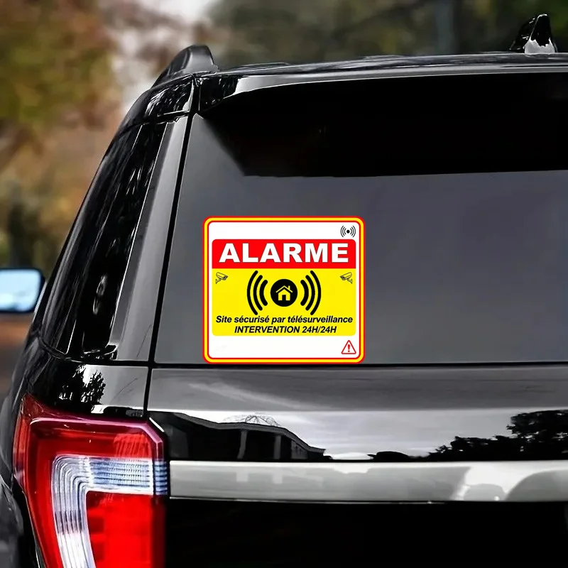 Intruder Alarm Security Warning Vinyl Decal, Waterproof Anti-theft Alert Sticker for Car Door Home Window Safety Accessories