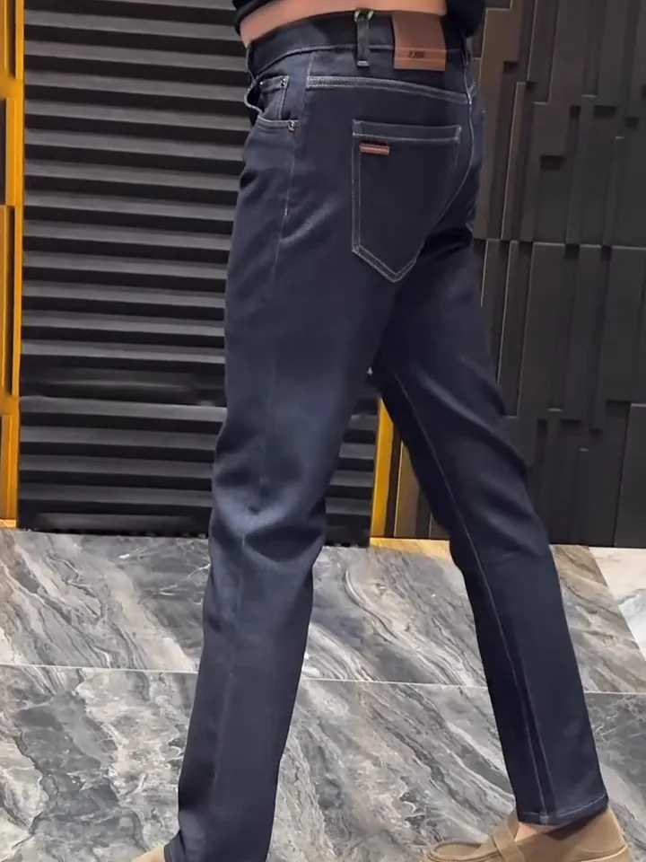 

New Men's Denim Jeans Comfortable Versatile High Quali Faionable Busin European Sle High End Feelings Autumn Winter