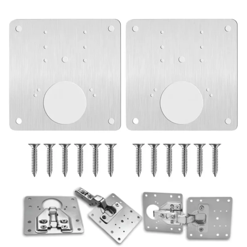 2/4PCS Stainless Steel Door Hinge Plate Repair Kit with Screws Rustproof Cabinet Hardware for Furniture and Wardrobe Mounting