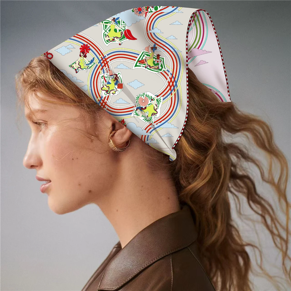 

Double Face Silk Twill Scarf 53CM Luxury Small Square Bandanas Herms Rolled Edge Shawls Head Hair Scarves Mother Gift