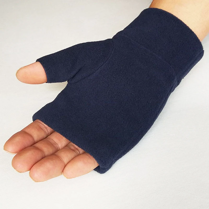 Gants sans doigts demi-doigts noirs pour femmes et hommes, mitaines de conduite en velours, gants de poignet tricotés en laine, écran tactile, chaud, hiver, 1 paire