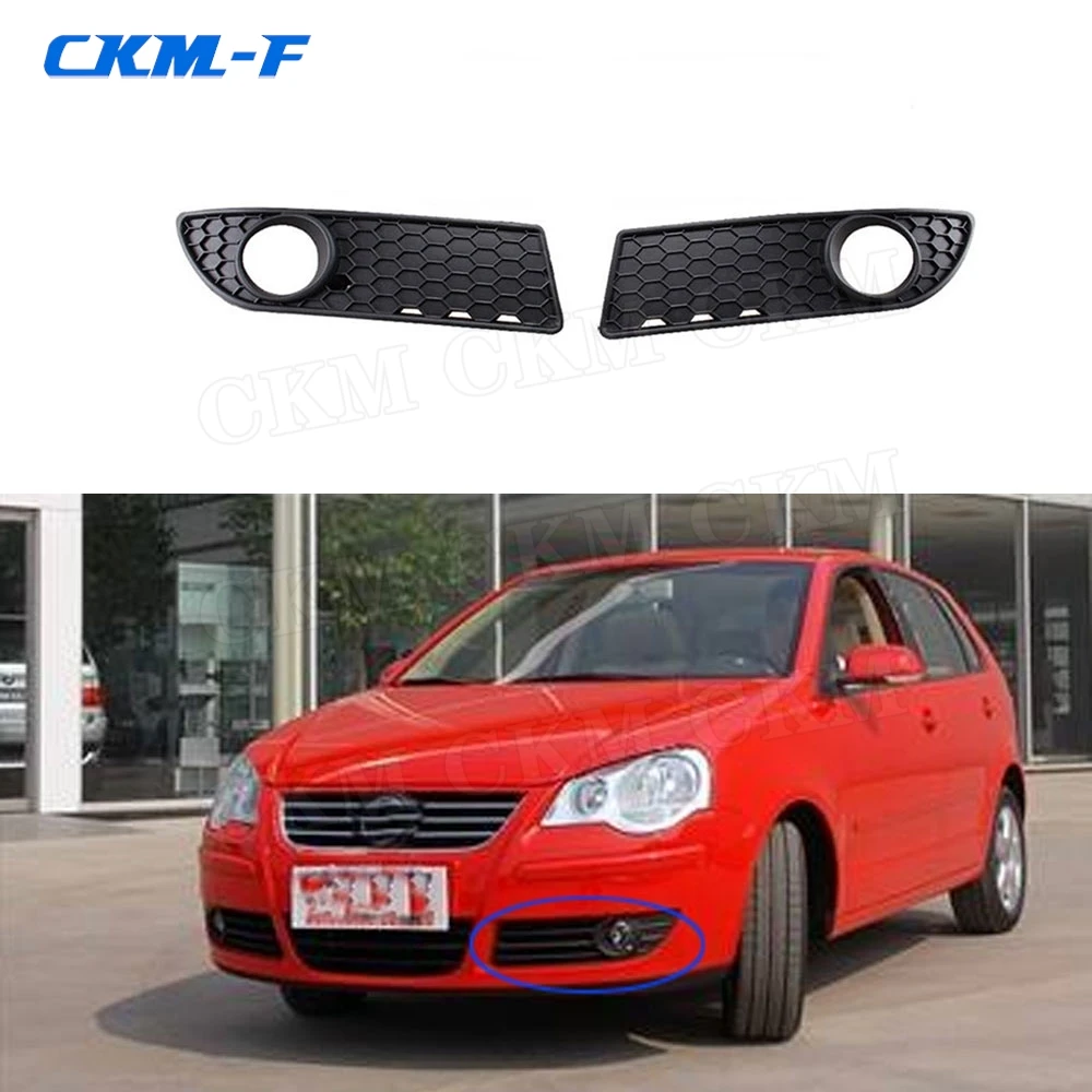 Front Fog Light Vent Grille Hood Foglamp Honeycomb Grill Frame Mesh for VW Polo MK4 9N3 2005 - 2009 Facelift Replacement Style