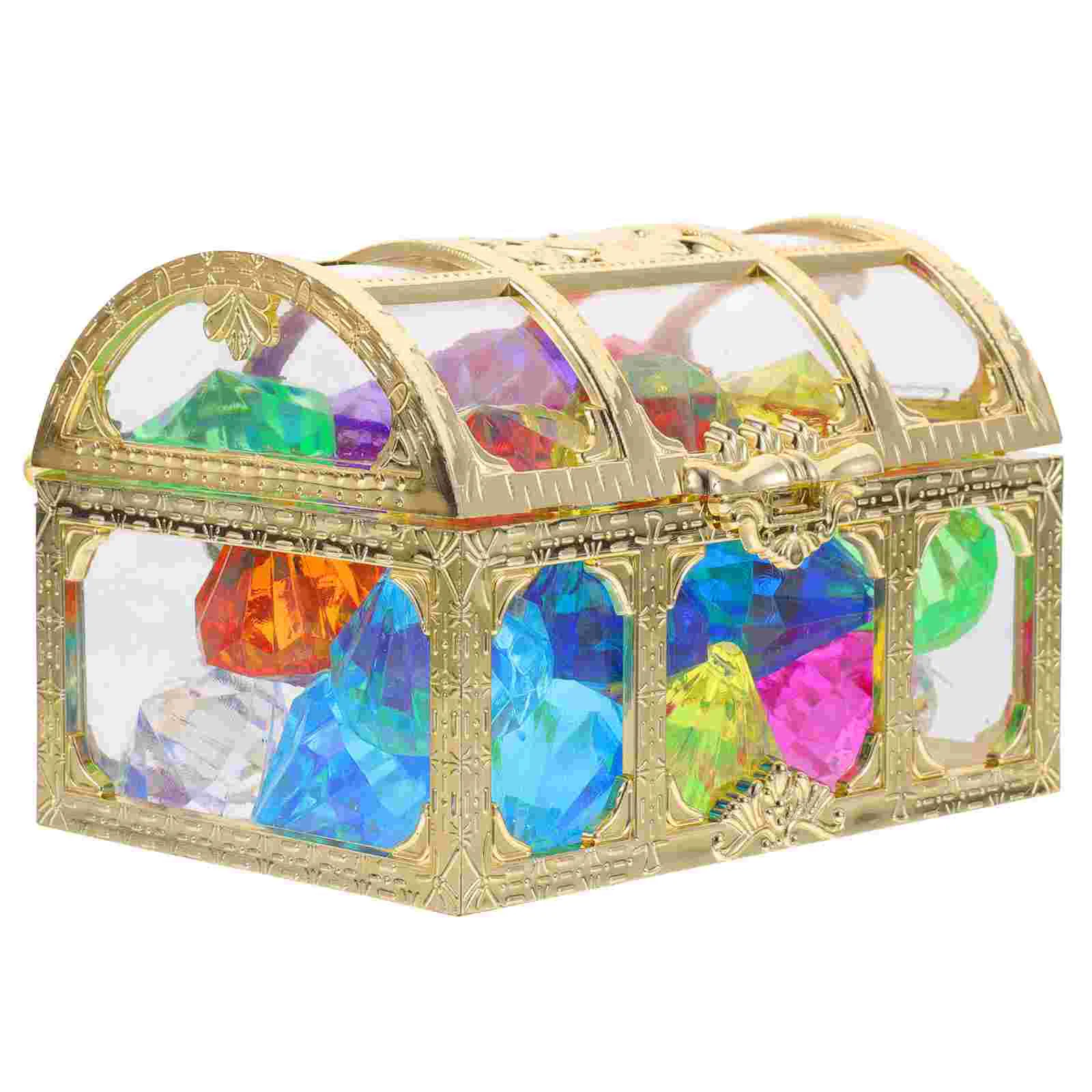 Decoraciones de fiesta de diamantes Caja de cristal Cofre del Tesoro Joyería Joyas falsas Juguete Cubo infantil