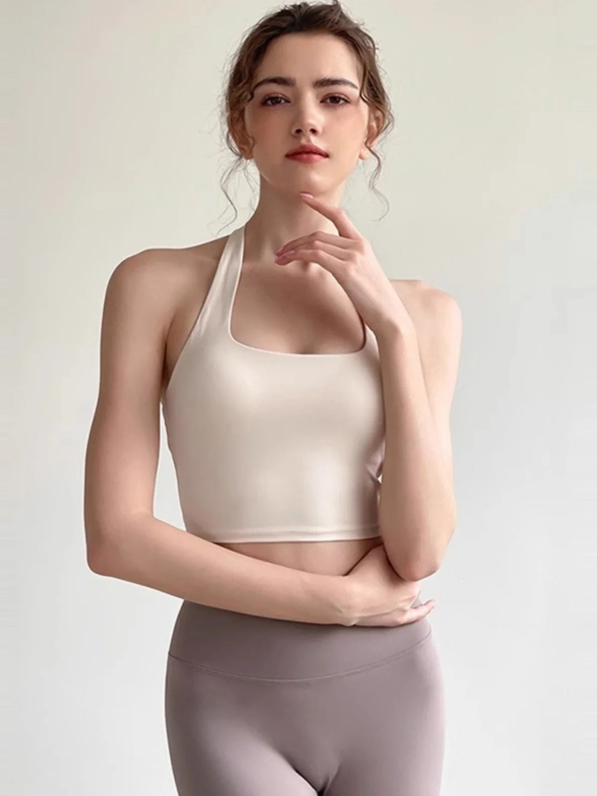 Sportswear Yoga Sports Bra Women's Camisole Top Backless Strapless Neck Hanging Vest Integrated Pad Base Layer Short Style
