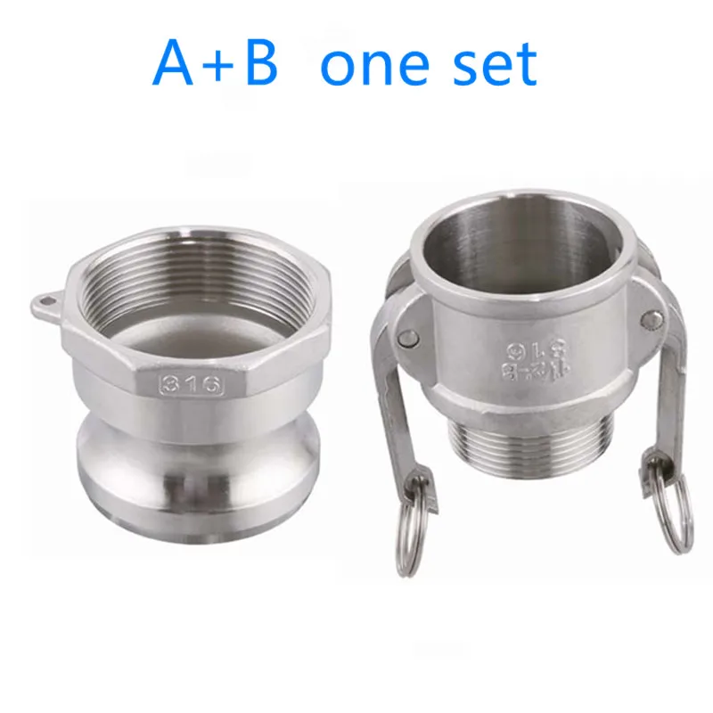 

B+A one set of Camlock Fitting Adapter Homebrew 304 Stainless Steel Connector Quick Release Coupler 1/2"3/4"1” 1-1/4"1-1/2"