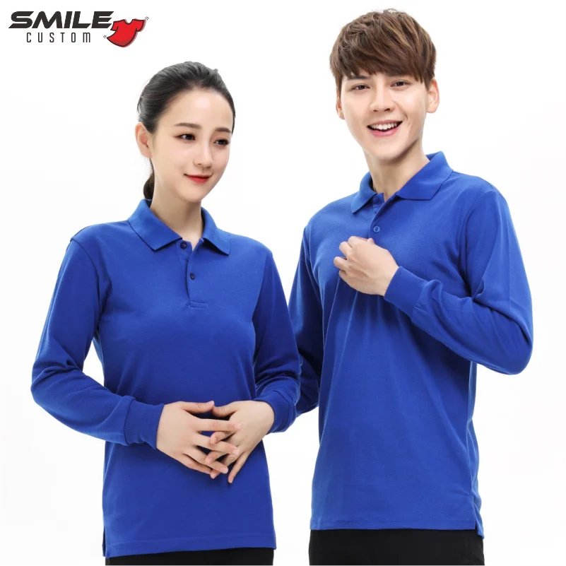 Autumn Winter Casual Long Sleeve Polo Custom Embroidered Logo Business Men And Women Lapel Shirts Printing Company Design Brand