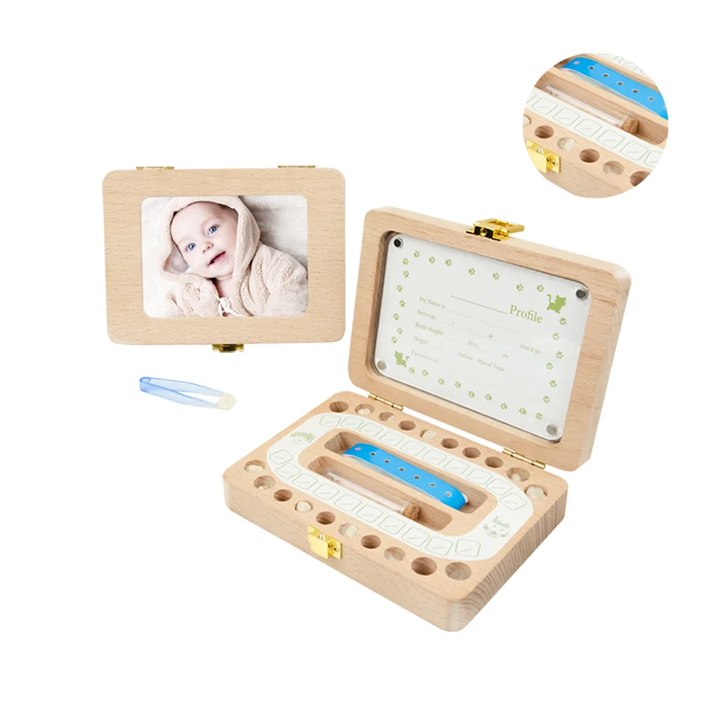 Child Tooth Preservation Organizer Teeth Storage Keepsake Souvenirs Wooden Baby