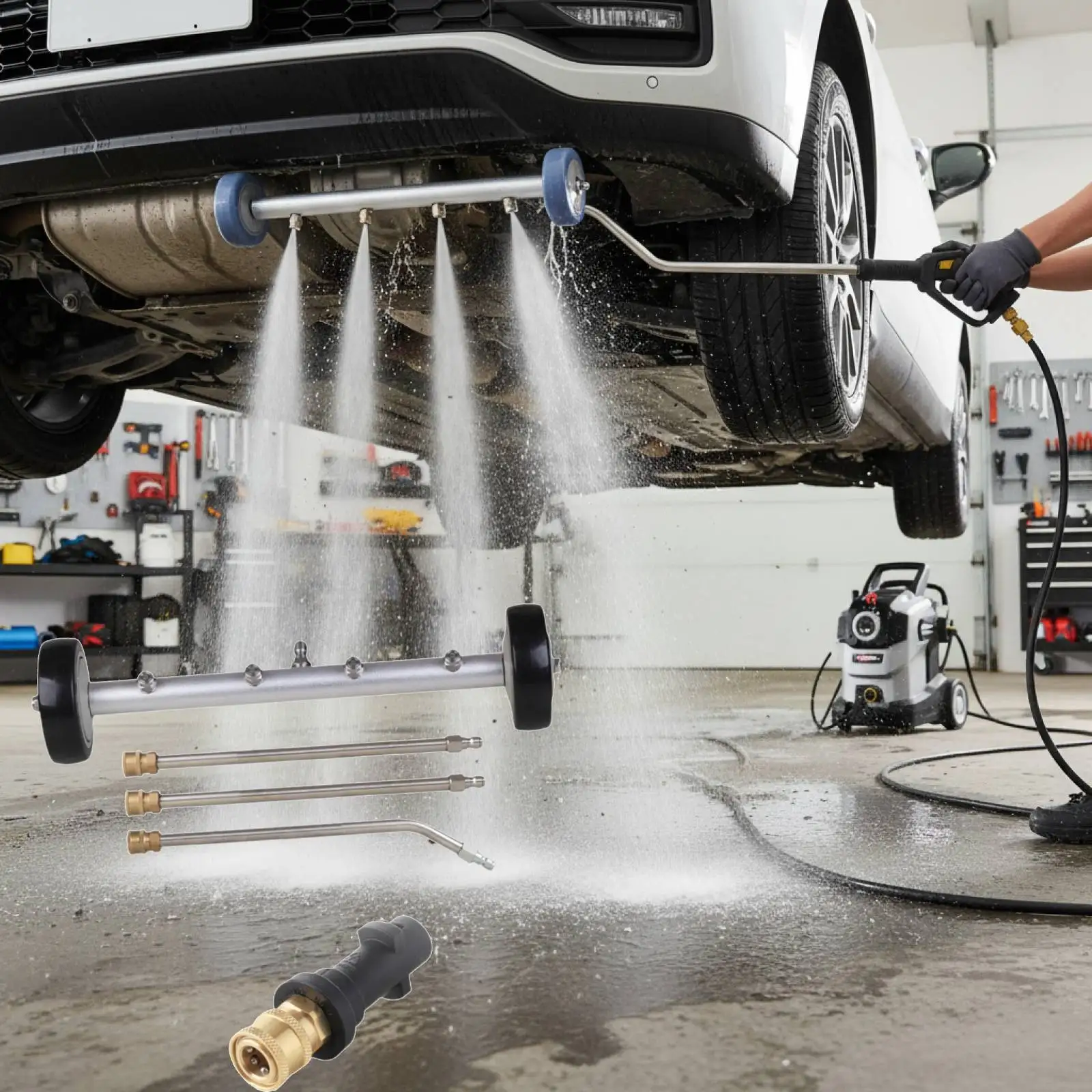 Pressure Washer Car Wash Water Broom Multifunctional Efficient Cleaning 4000 PSI Undercarriage Cleaner for RV SUV Car Washing