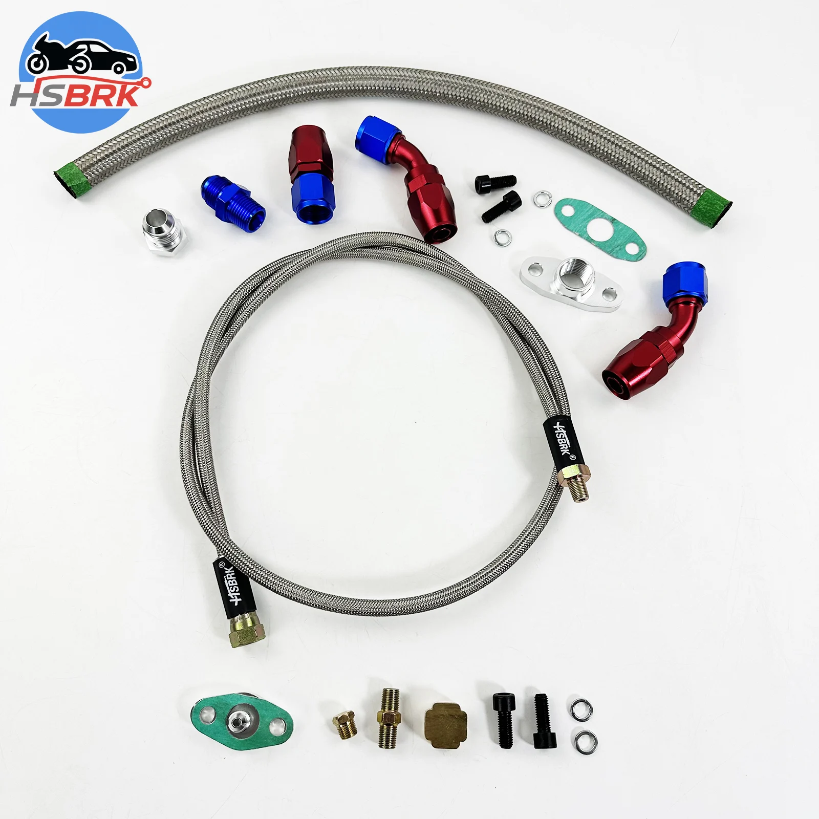 Silver AN4/AN10 Stainless Steel Braided TurboFeed Line Kit 41inch High Temperature Pressure for T3 T4 T60 T61 T70