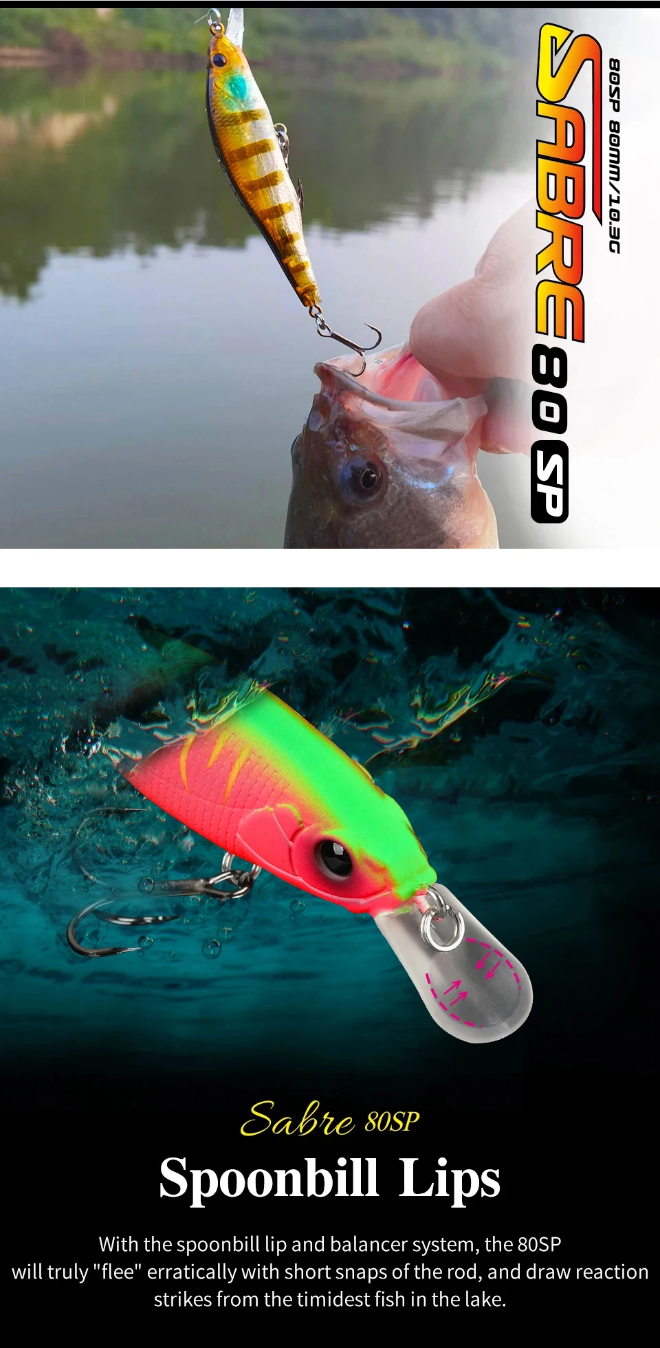 TSURINOYA 3,15 Zoll 80SP Suspend Minnow Sabre 80 mm 10,3 g künstlicher Bass Pike Hard Baits Shiner Shad Angelköder Jerkbait – Detail 9