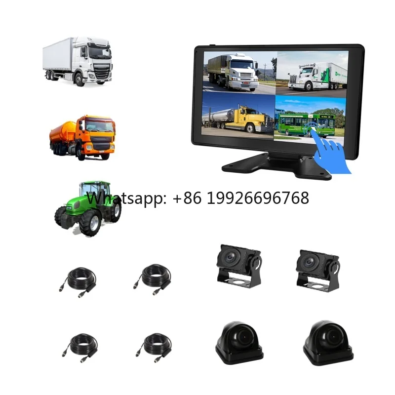 

9inch 4CH DVR Split Monitor Touch Screen Quad AHD DVR Monitor USB TF Card Car Camera Recorder