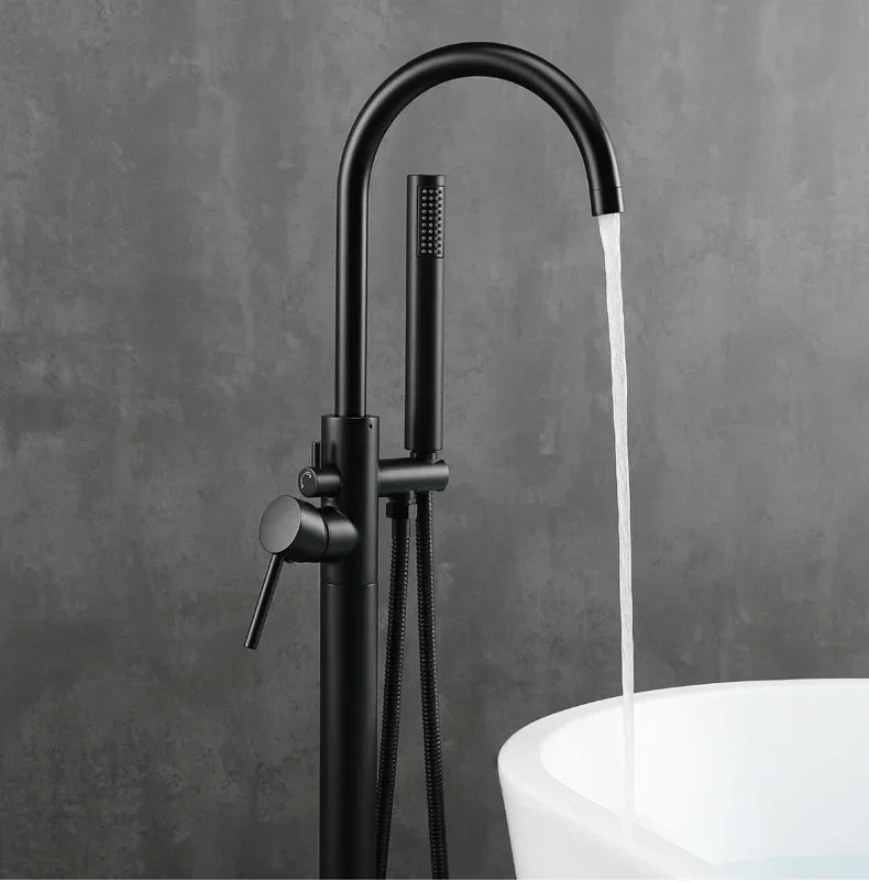 Bathtub Faucet Floor Mounted Cold and Hot Water Shower Set Cylinder Side Column Basin Shower Column Basin Wall Connection