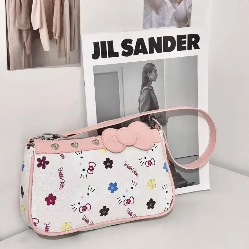 مرحبا كيتي حقيبة كروسبودي جديد تحت الإبط حقيبة فتاة هدية الطباعة Kawaii حقيبة الهاتف المحمول حقيبة مربعة صغيرة أنيمي الشكل