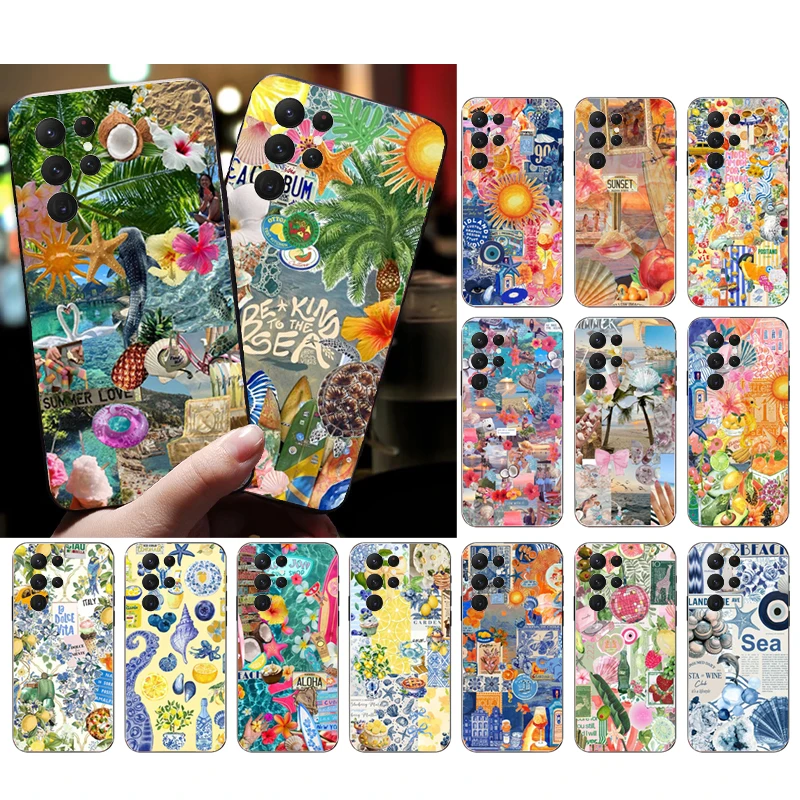 Ocaen شاطئ الليمون FlowerCase لسامسونج غالاكسي A55 A16 A56 A36 A23 A35 A15 A53 A54 A33 A34 A25 A05S A52 A52S A14 A13 A71 #1