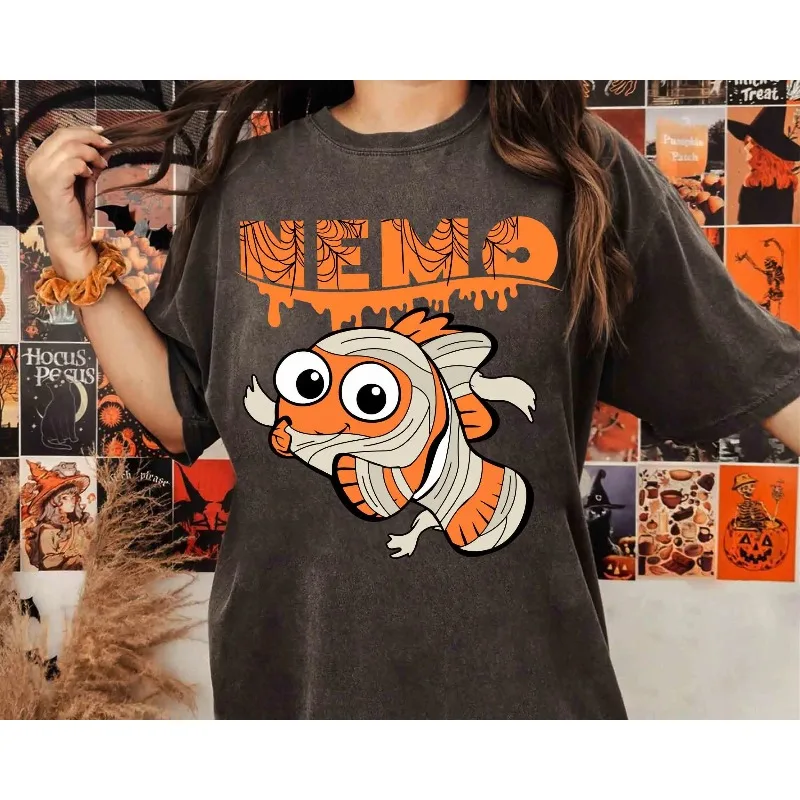 

Футболка Disney Pixar Finding Nemo Halloween Dolly Ray's Mummy Smashing Skull Ghost, хлопковая всесезонная рубашка унисекс