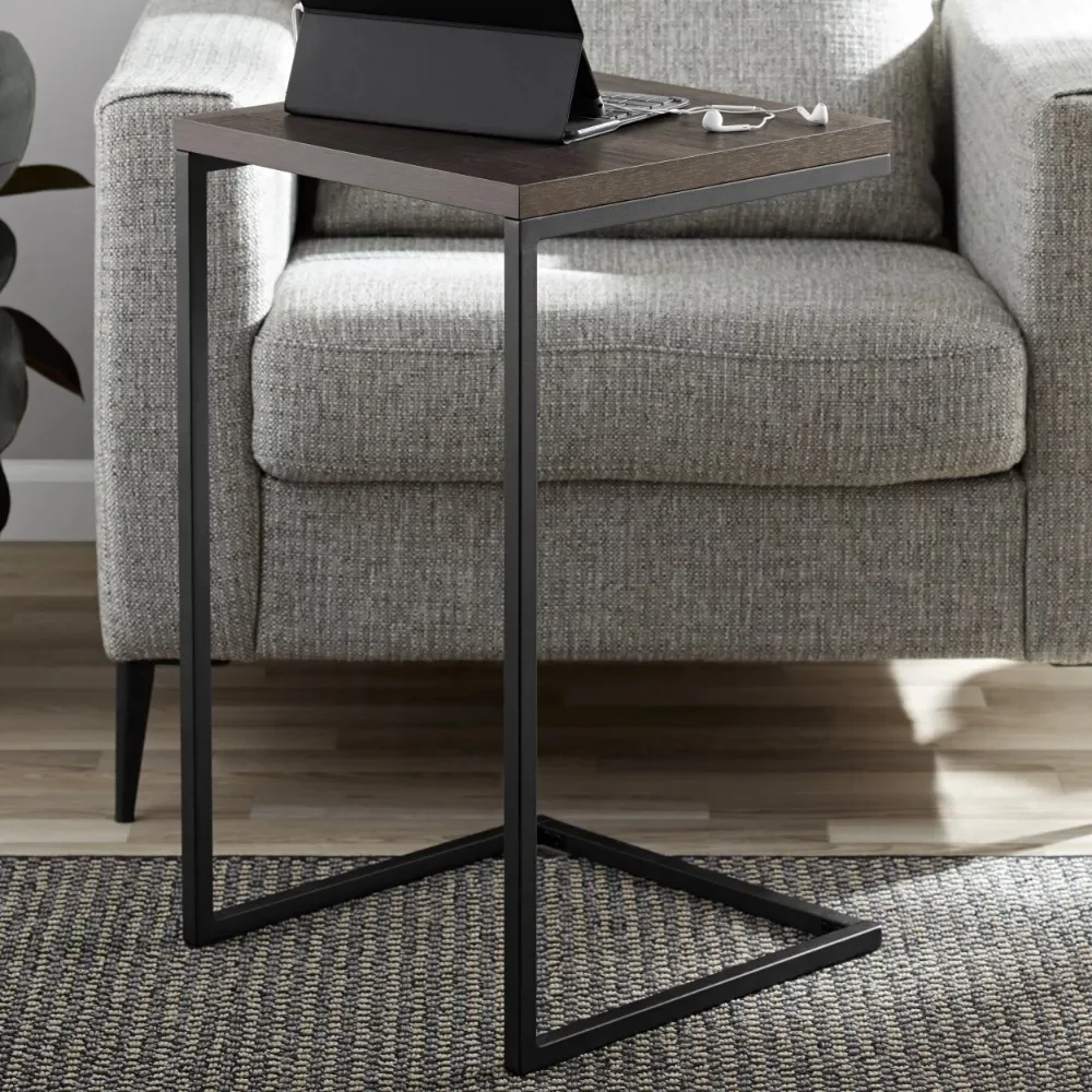 Mainstays C-Shape Metal End Table, Espresso/Black