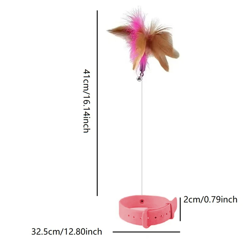 고양이 장난감 칼라 티저 스틱 종 깃털 물림 방지 깃털 낚싯대, 애완 동물 진정 목 고양이 장난감, 머리 착용 고양이 스틱