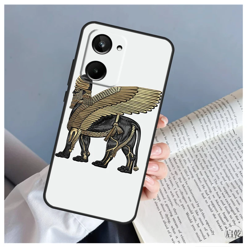 Lamassu Assyrian Winged Lion Case For Realme 12 11 10 9 Pro Plus GT5 GT Neo5 C21Y C25s C30 C31 C33 C35 C51 C53 C55 C67