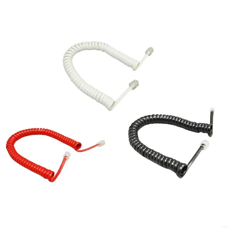 Cable para auricular telefónico de cuatro núcleos, Cable para auricular telefónico en espiral Modular de 6 pies, negro/rojo, bla