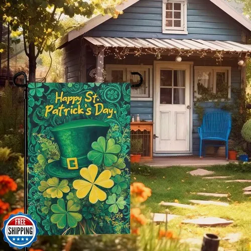 Dacawin Happy St. Patrick's Day Shamrock Garden Flag Double Sided 12 x 18 Inc JJE DDI GGX