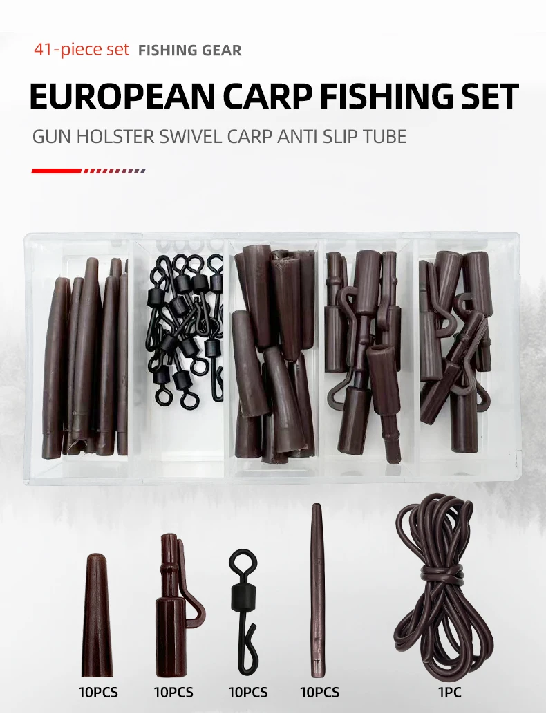 ShareShark 41-teiliges Karpfenangel-Sicherheitsset: Bleiclips, Gummi-Konus-Endstücke, Anti-Tangle-Hülsen, Schnellwechselwirbel, Angelzubehör für Rigs – Detail 1