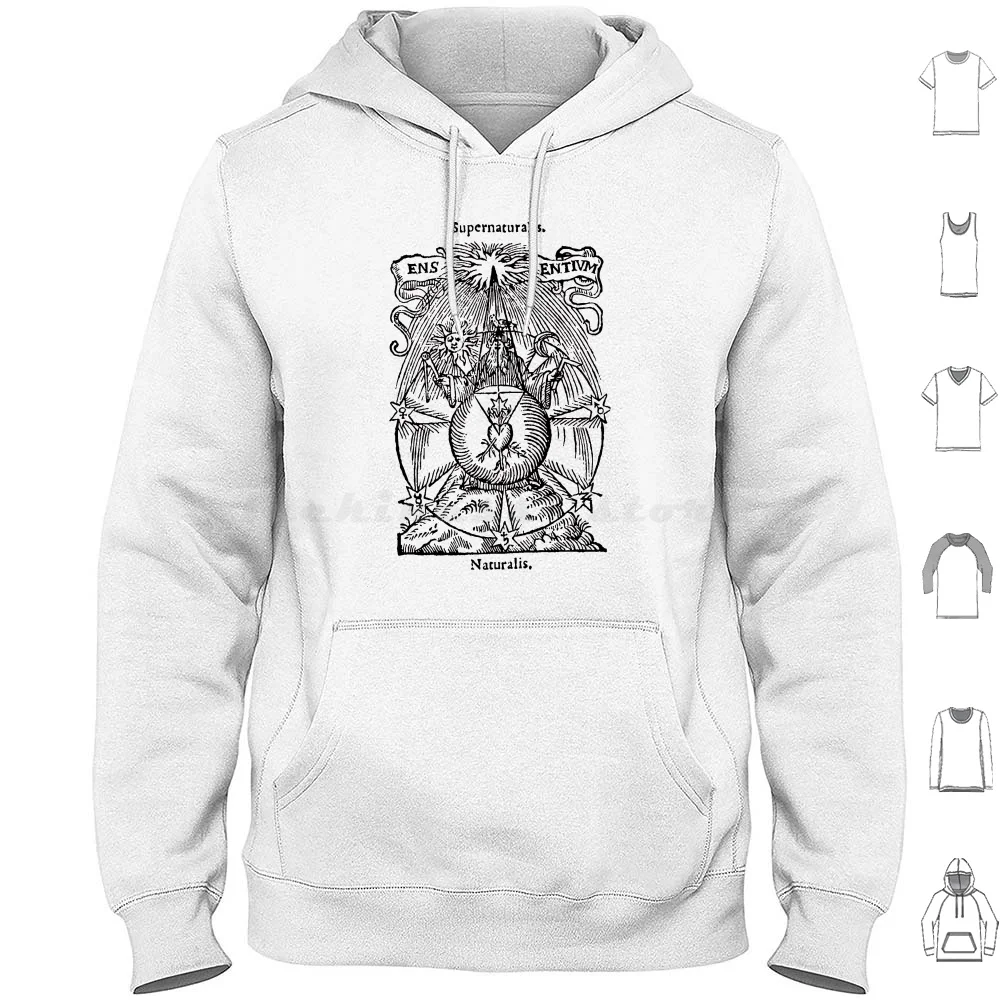 Cabalae Verior Descriptio , 1680 Hoodies Long Sleeve Skull Goat Vintage Bohemian Magic Magical Magick Pagan Wicca