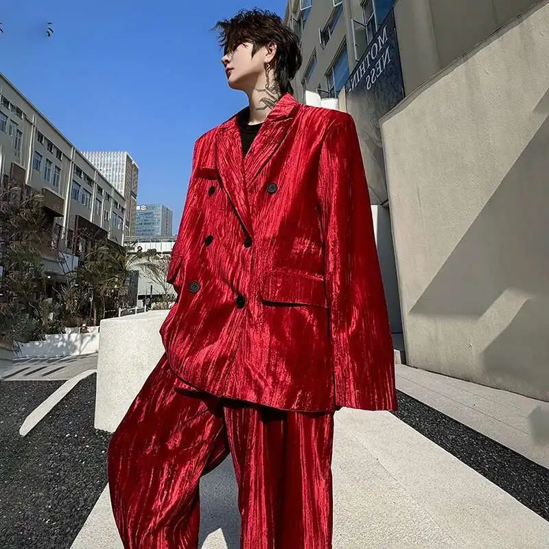 LUZHEN Personalized Trendy Suit Jackets Two-piece Sets Spring Luxury Men\'s Clothing Stylish Elegant Straight Suit Pants LZ3333