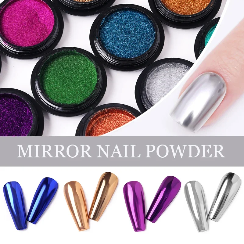 Mirror Nail Art Glitter Powder Rose Gold Silver Metallic Effect Nail Glitters For Nails UV Gel Polish Nail Chrome Pigment Decor