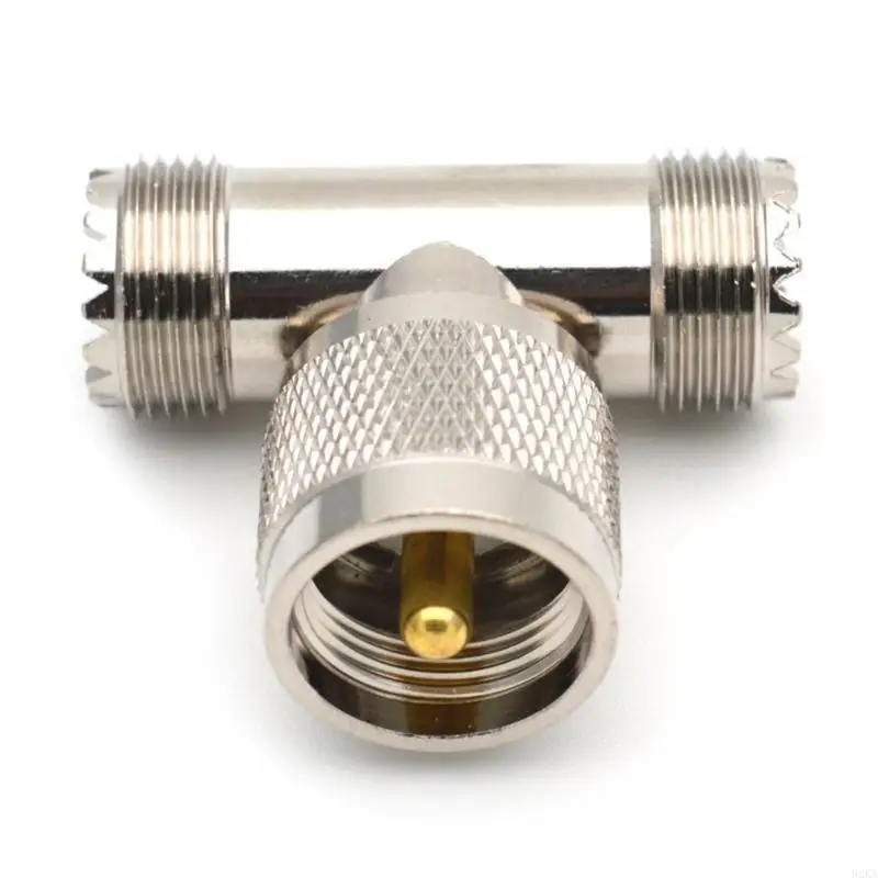 

62KA 1PC Connector PL259 UHF Male PL-259 to Dual SO-239 UHF Female SO239 Triple Type 3 Way Adapter Connector