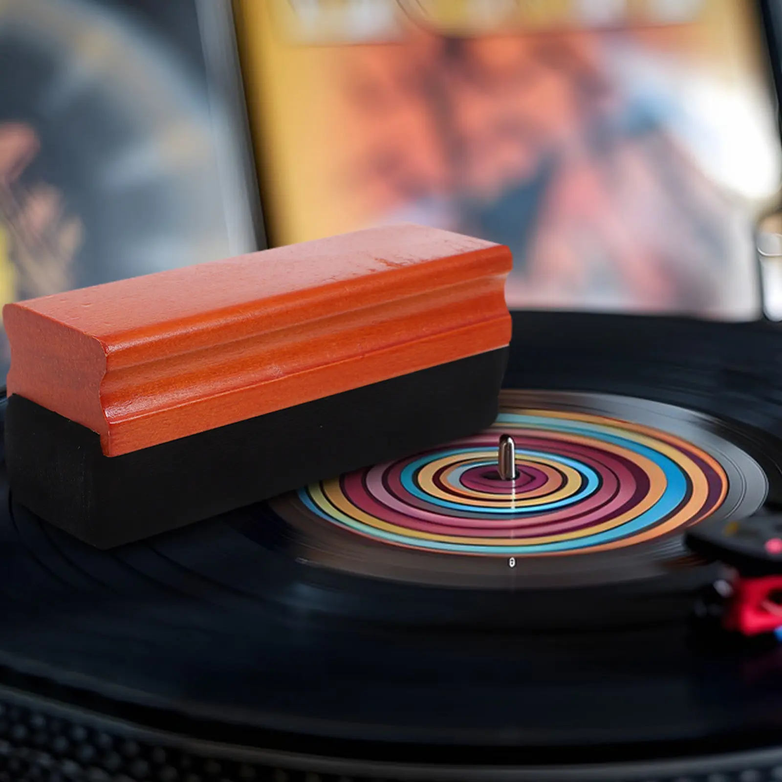 Premium Vinyl Record Brush Anti-Static Cleaning Tool for Dust Removal Gentle on Grooves Wood Handle Design Crisp Audio