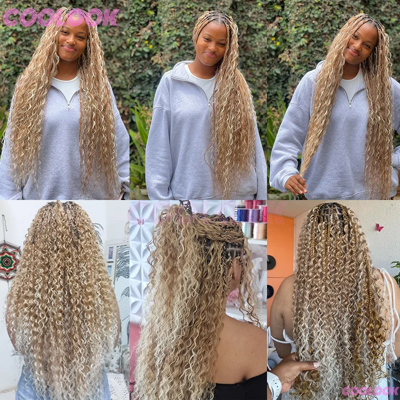 32 "perucas dianteiras de renda sintética para mulheres boho tranças perucas de renda sem nós caixa tranças peruca marrom africana