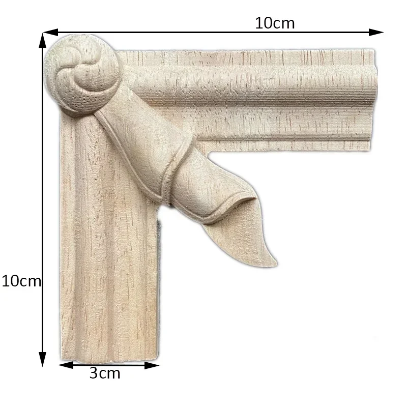 10cm Chinese Wind Wood Carved Corner Applique Unpainted Furniture Decorative Figurines Wooden Miniature Vintage Home Decor