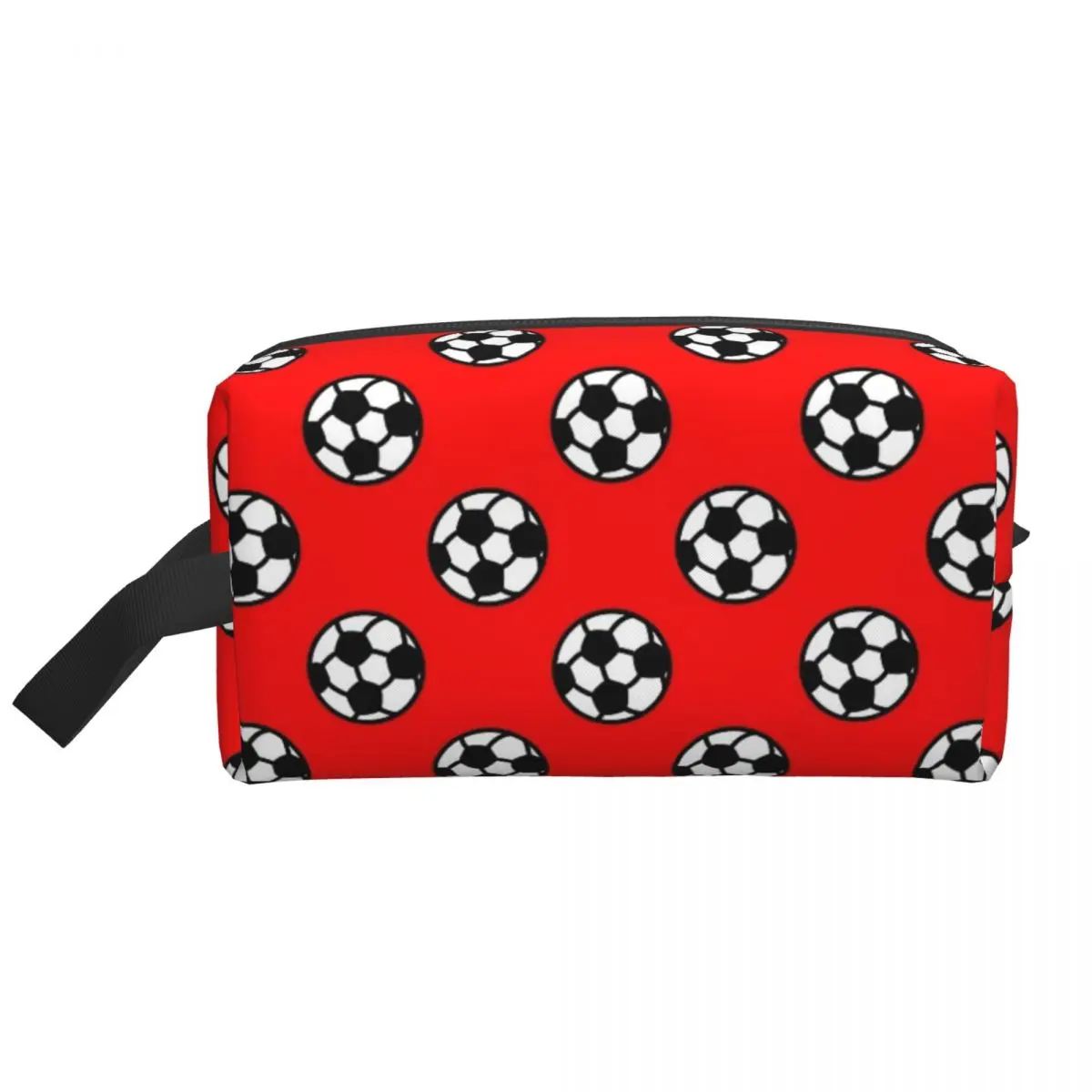 

Soccer Ball With Red Background Pattern Women Cosmetic Bags Travel Makeup Organizer Pouch Toiletry Storage Dopp Kit Box Case