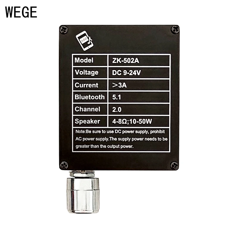 WEGE ZK-502A 50Wx2 BT Audio Digital Power Amplifier Board Speaker