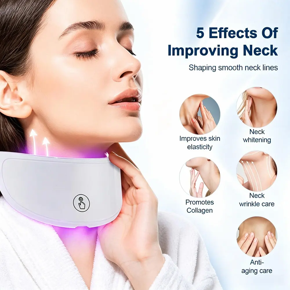 Neck LED Mask 7 Colors Photon Anti-Wrinkle Skin Brightening Neck Beauty Mask Skin Tightening Lifting Neck Daily Beauty Care