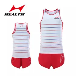 Health Spring Summer Youth Men Women Athletics Running Training Sprint Set Super Thin Breathable Track Field Sports Suit 8003