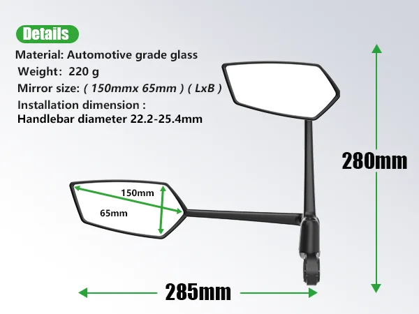RBRL Fahrradlenker-Rückspiegel, Weitwinkel-Ultraklarer Fahrradspiegel in Automobilqualität, 360° drehbar, für Elektroroller – Detail 7