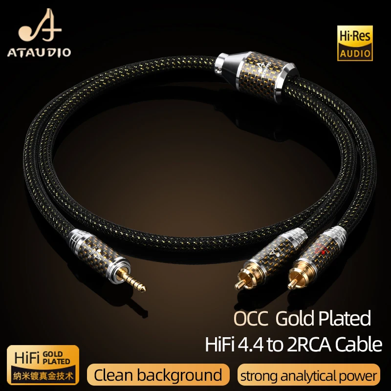 HiFi Balanced 4.4mm to 2RCA Cable for Headphone Speaker Amplifier OCC Gold Plated Y Splitter 4.4 to 2RCA Audio Cable