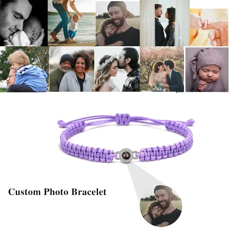 Projection Photo Bracelet in Personalized Stainless Steel Custom Family Pet Photo Couples Bracelets Valentine's Day Gift