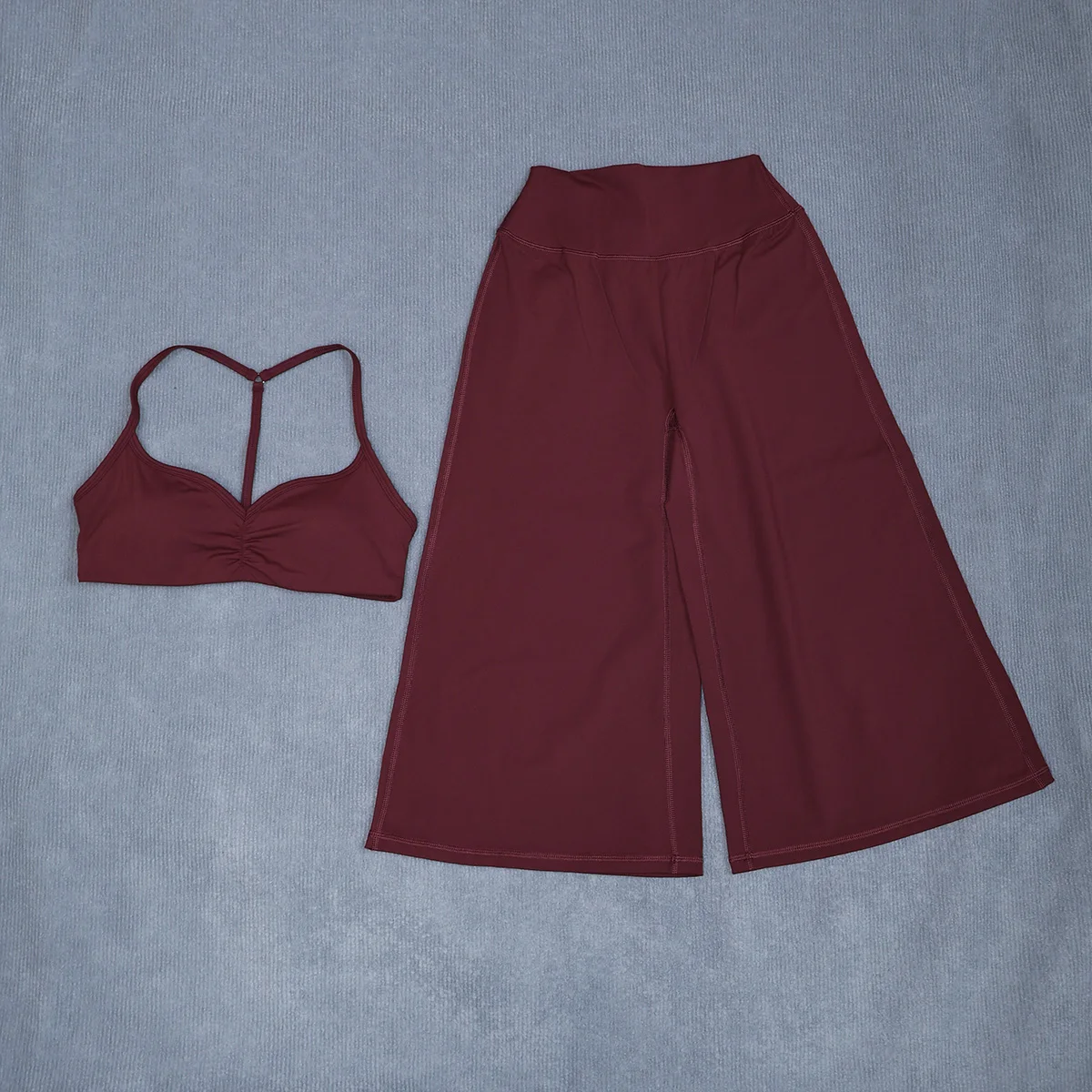 Ctenkevet Damen-Sportset, 2-teilig, rückenfreier Push-up-Yoga-BH, Pilates-Trainingsoberteil, Caprihose mit hoher Taille und weitem Bein, schnelltrocknender Sportanzug für das Fitnessstudio – Detail 20
