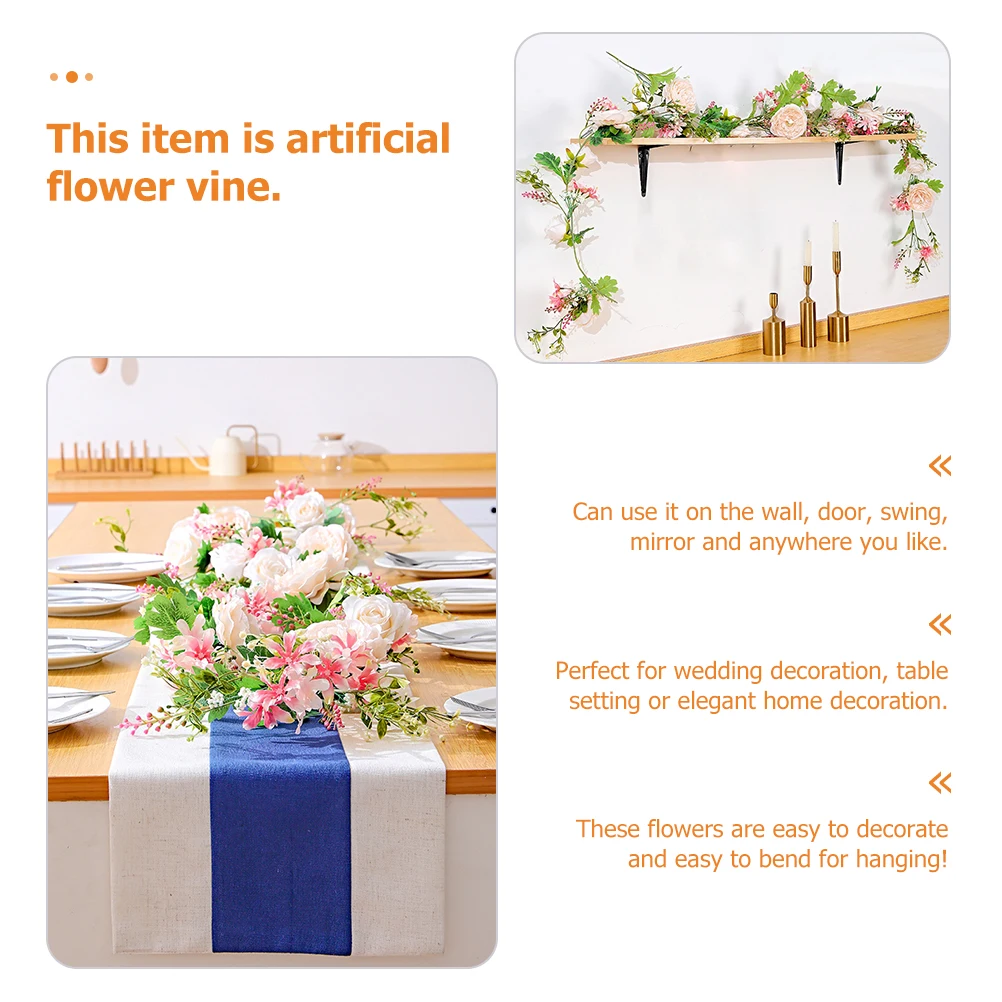 

Artificial Vines Silk Flowers Fake Rose Vine Hanging Wall Decor Flower Vines Home Decoration Cafe Store Wedding Bouquet