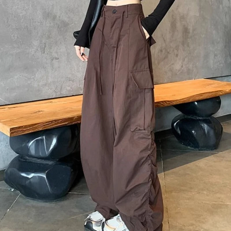 Women's Work Pants Autumn Winter 2025 New Retro High Waist Loose Wide Leg Casual Parachute Pants